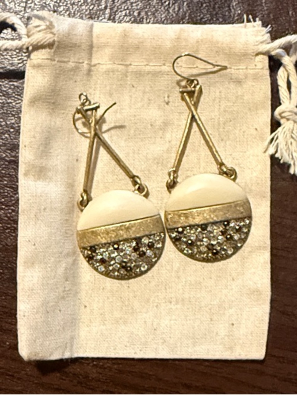 Lulu Frost for J.Crew Gold and Cream Druzy Drop Earrings